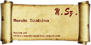 Mende Szabina névjegykártya